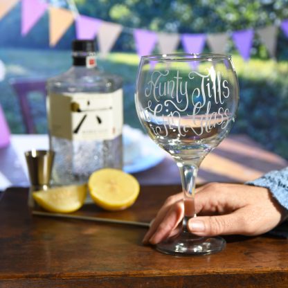 auntie jill's gin glass personalised copa glass