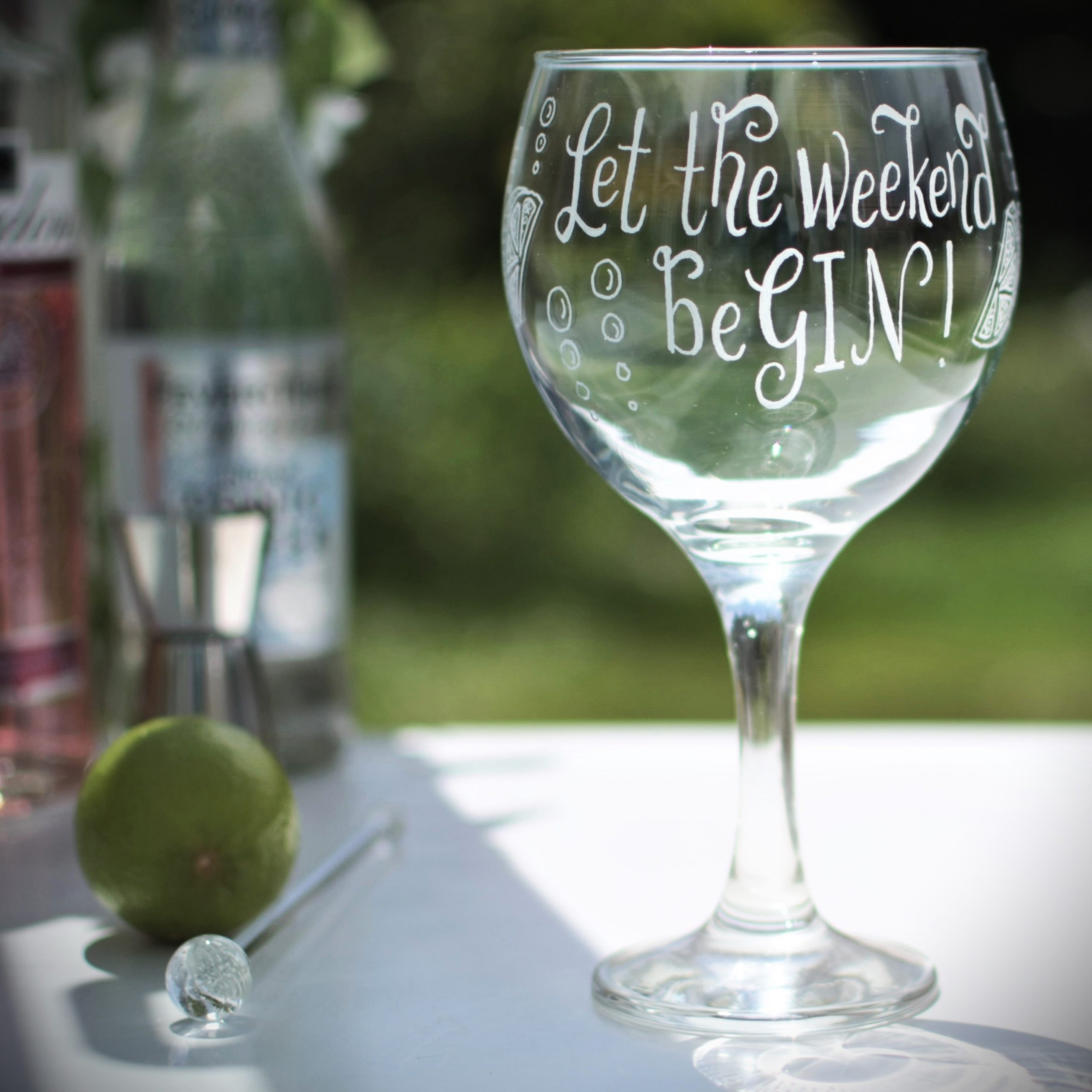 copa gin balloon glass personalised with your own message in calligraphy sq