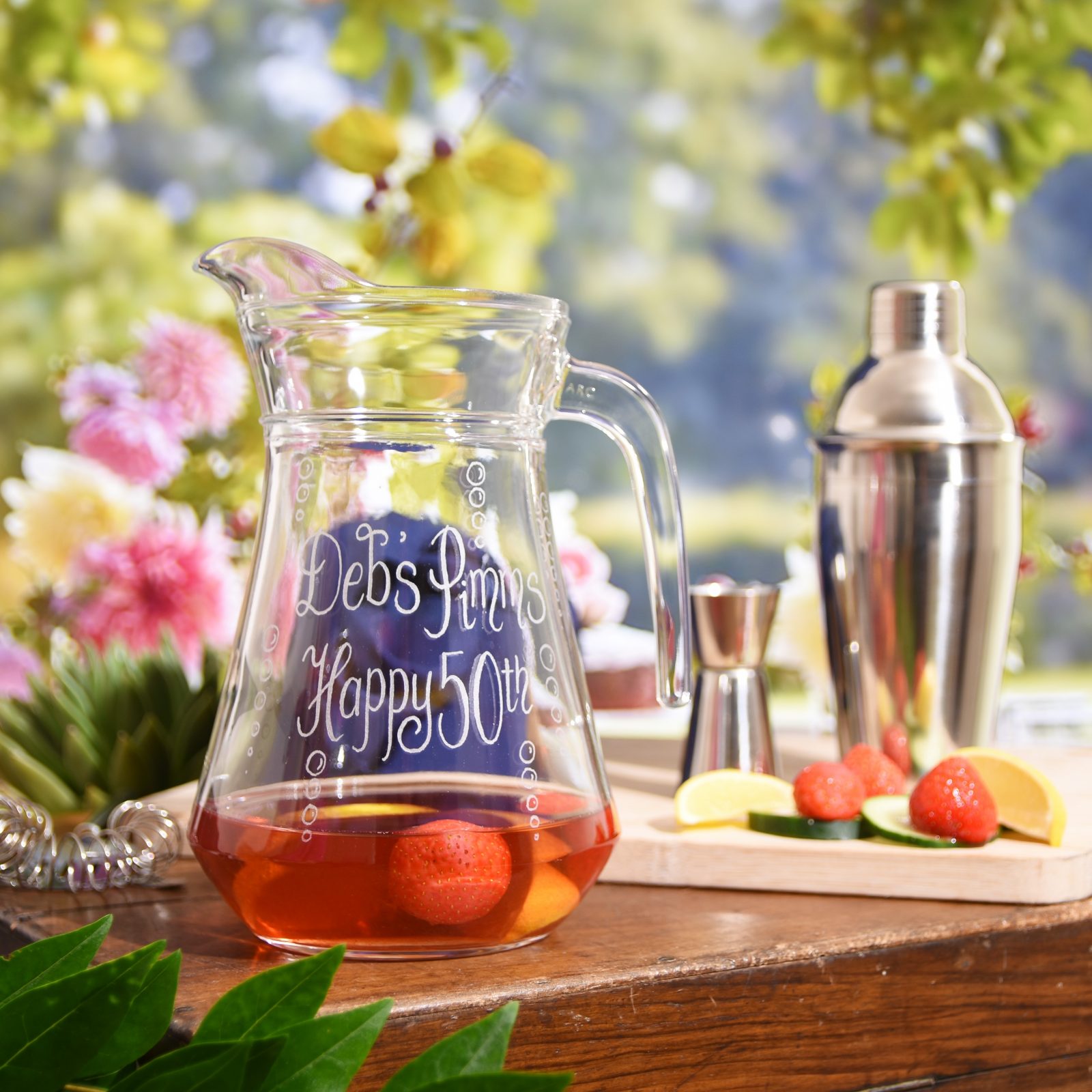 Personalised Glass Pimms Jug Cove Calligraphy