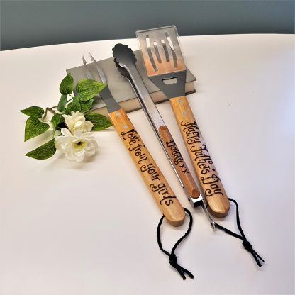 fathers day BBQ tools set personalised with any messages for dad