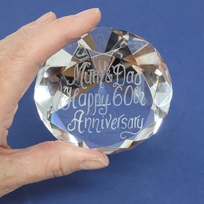 mum and dad happy 60th anniversary diamond paperweight