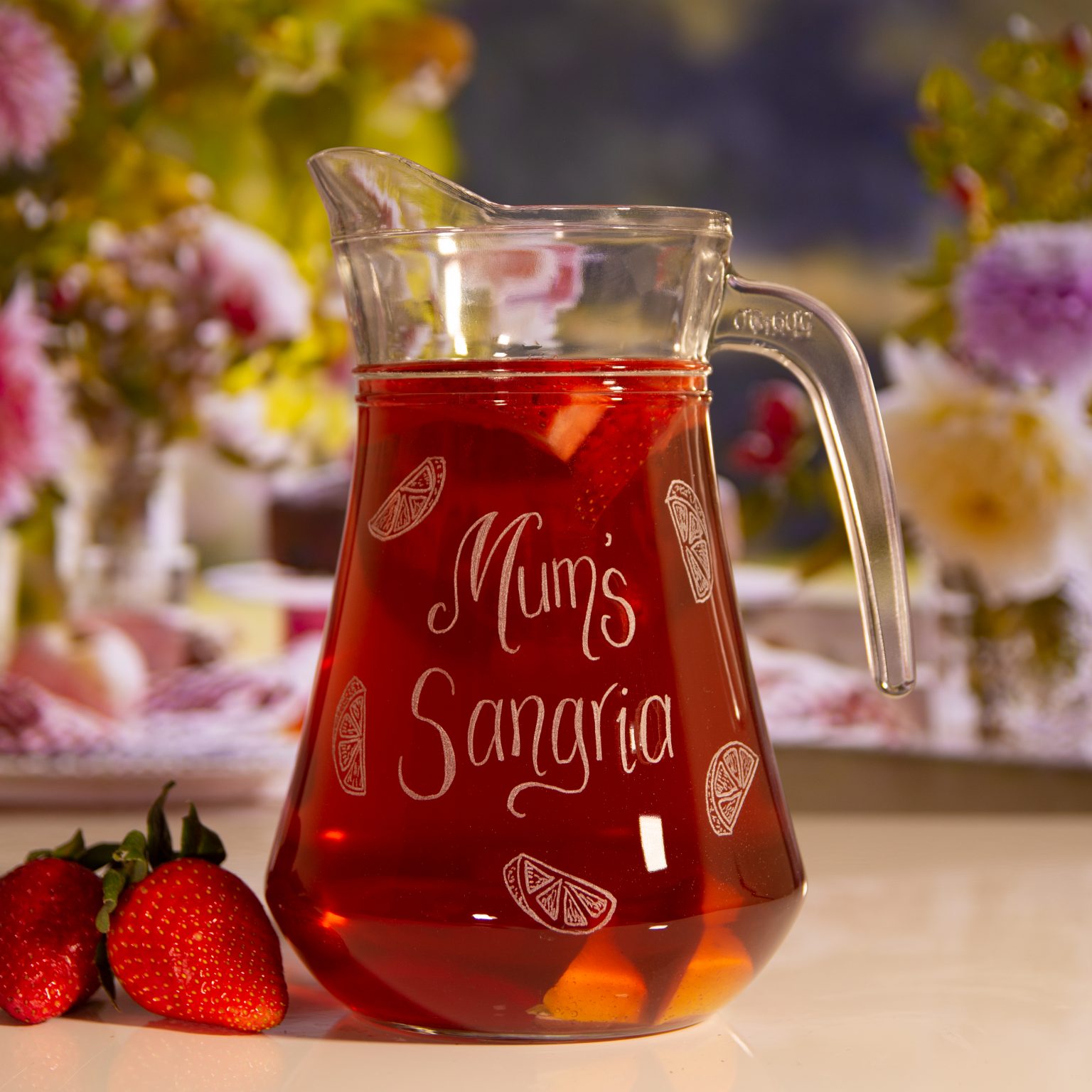 Personalised Glass Sangria Jug Cove Calligraphy