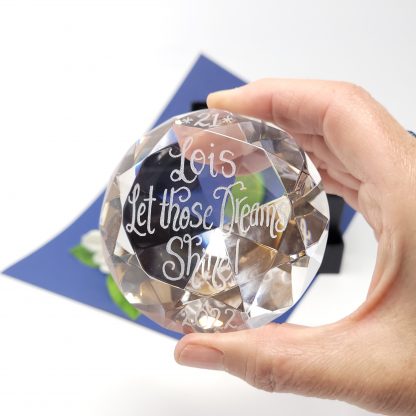 personalised diamond crystal paperweight hand engraved with your message