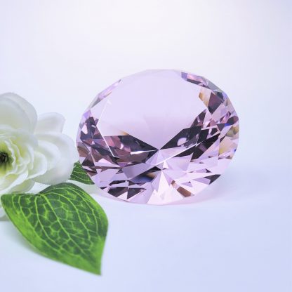 personalised pink diamond crystal glass paperweight