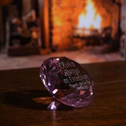 pink diamond ornament gift hand engraved with any message 2