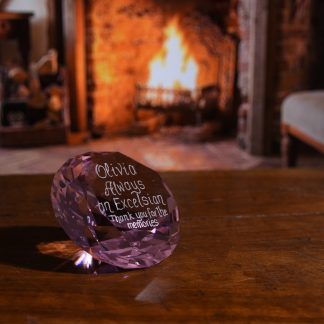 pink diamond ornament gift hand engraved with any message