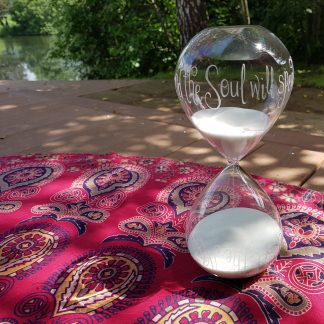 quiet the mind and the soul will speak hand engraved hour glass 60 minutes