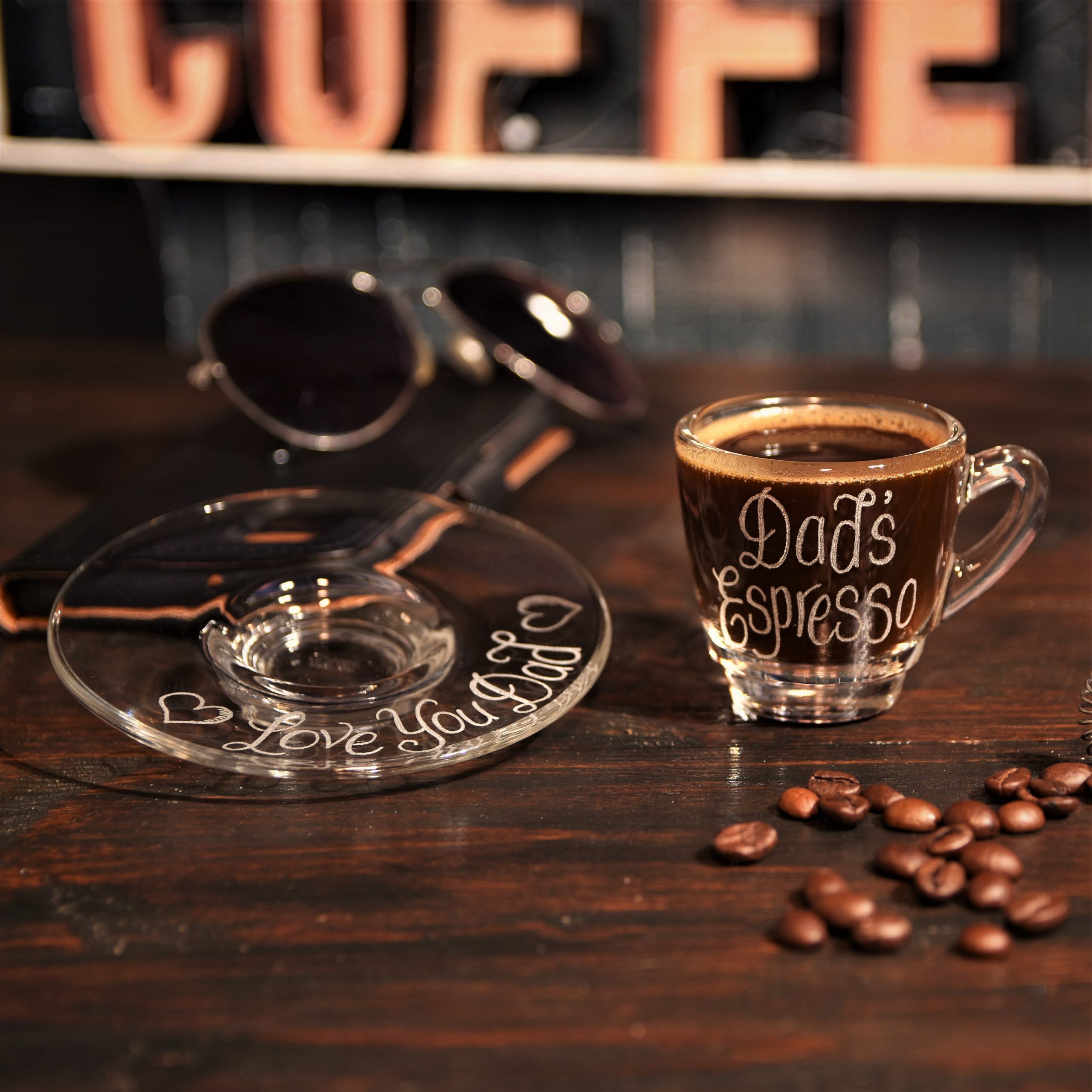 Dad's Glass Espresso cup & saucer for Father's Day - £15.44