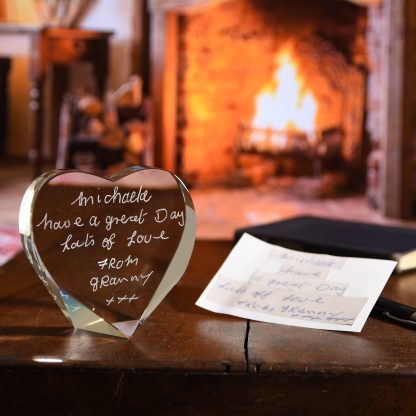 crystal heart ornament with loved ones handwriting engraved 4