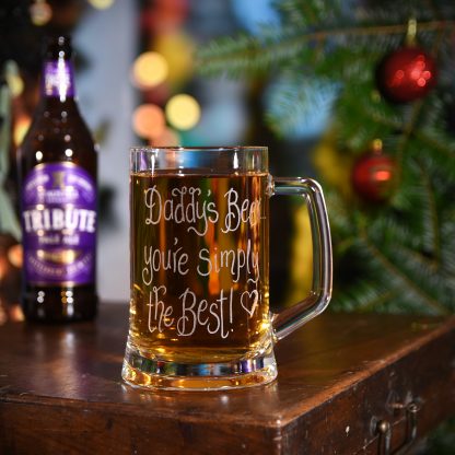 daddy's beer simply the best glass tankard for christmas