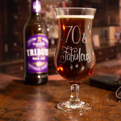 70 and fabulous real ale glass personalised