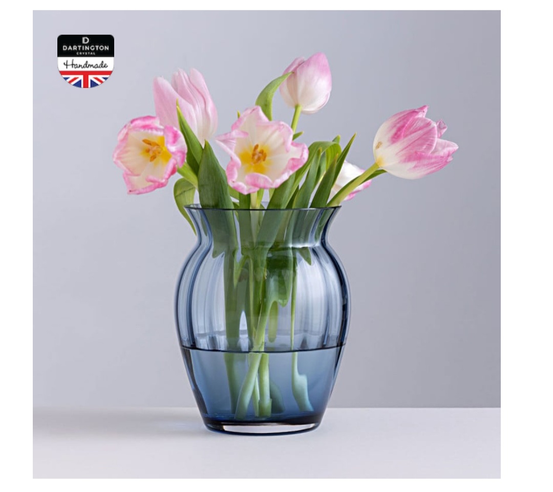 dartington tulip vase in ink blue