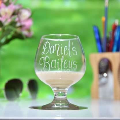 baileys glass hand engraved personalised with any name