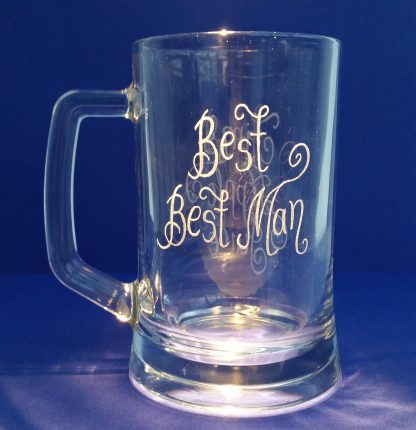 best best man personalised glass tankard beer mug