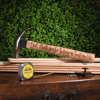 dad thank you for helping me build my life personalised hammer for father of the bride