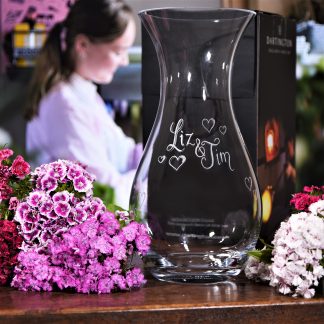 dartington glass flower vase with couples names
