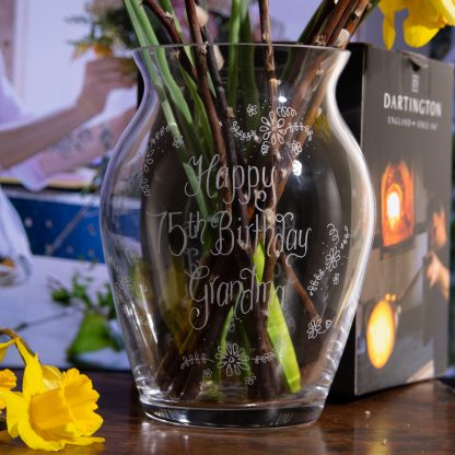 dartington glass vase hand engraved for 75th birthday grandma 1