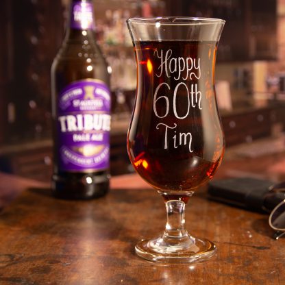 happy 60th tim real ale glass personalised