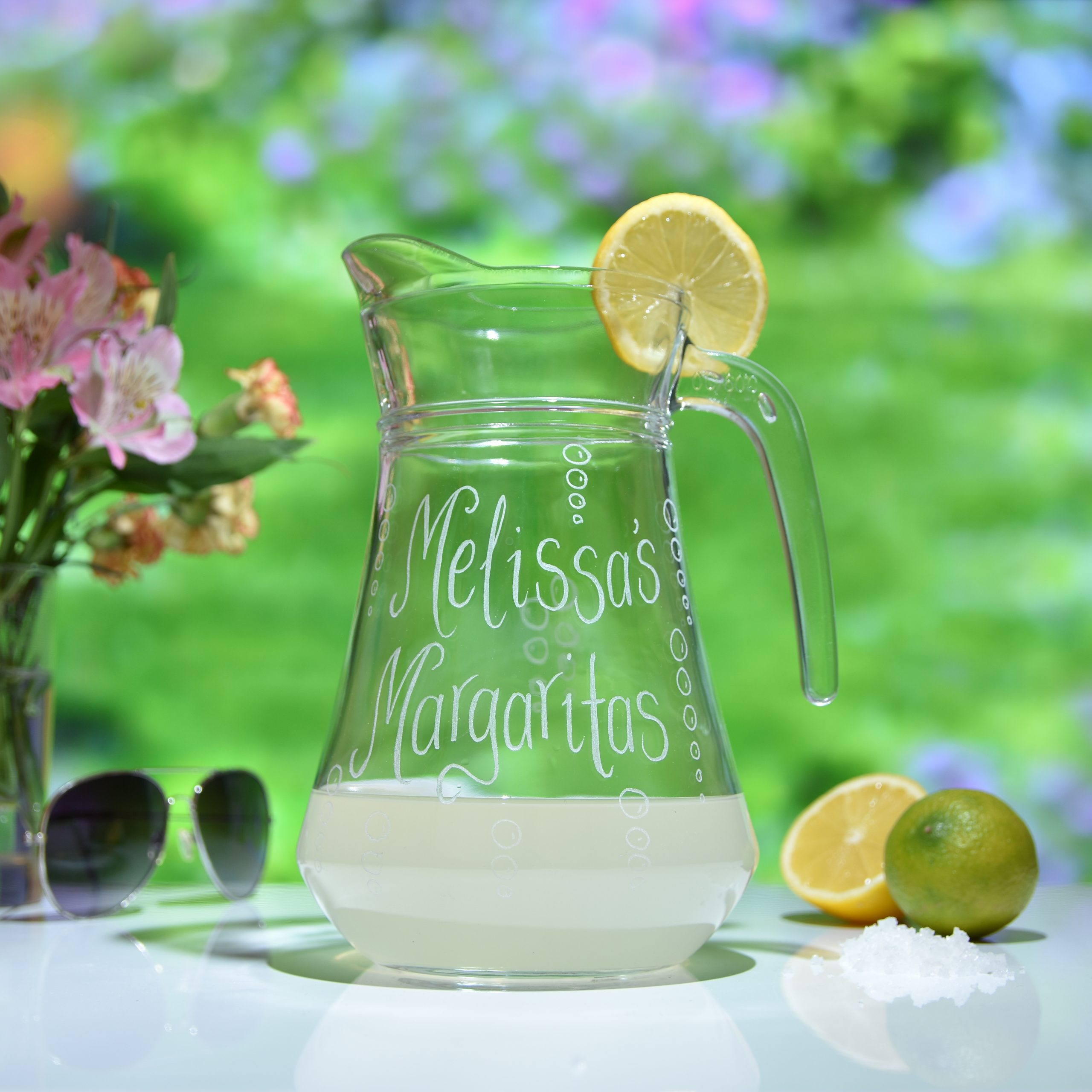 Personalised Glass Margarita Cocktail Jug Cove Calligraphy