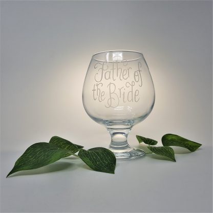 personalised father of the bride or groom brandy glass