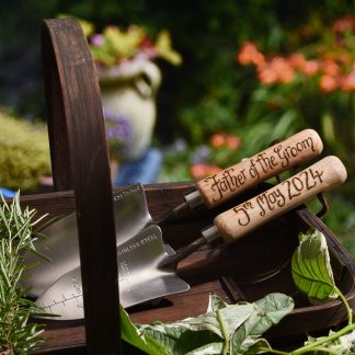 father of the groom personalised garden tools set of 2 planter and trowel