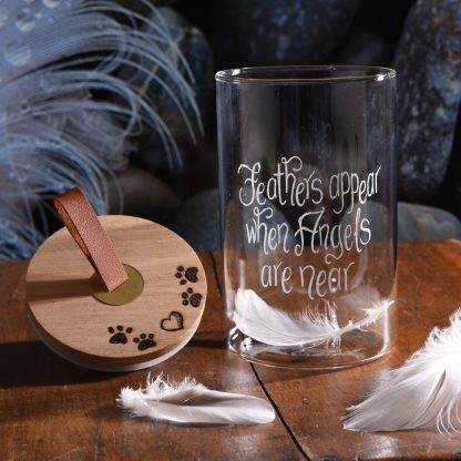 feathers appear when angels are near dog pet memorial jar 1