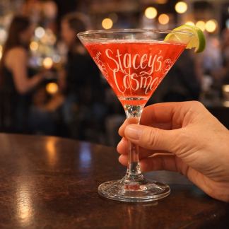 staceys cosmo hand engraved cosmopolitan cocktail glass