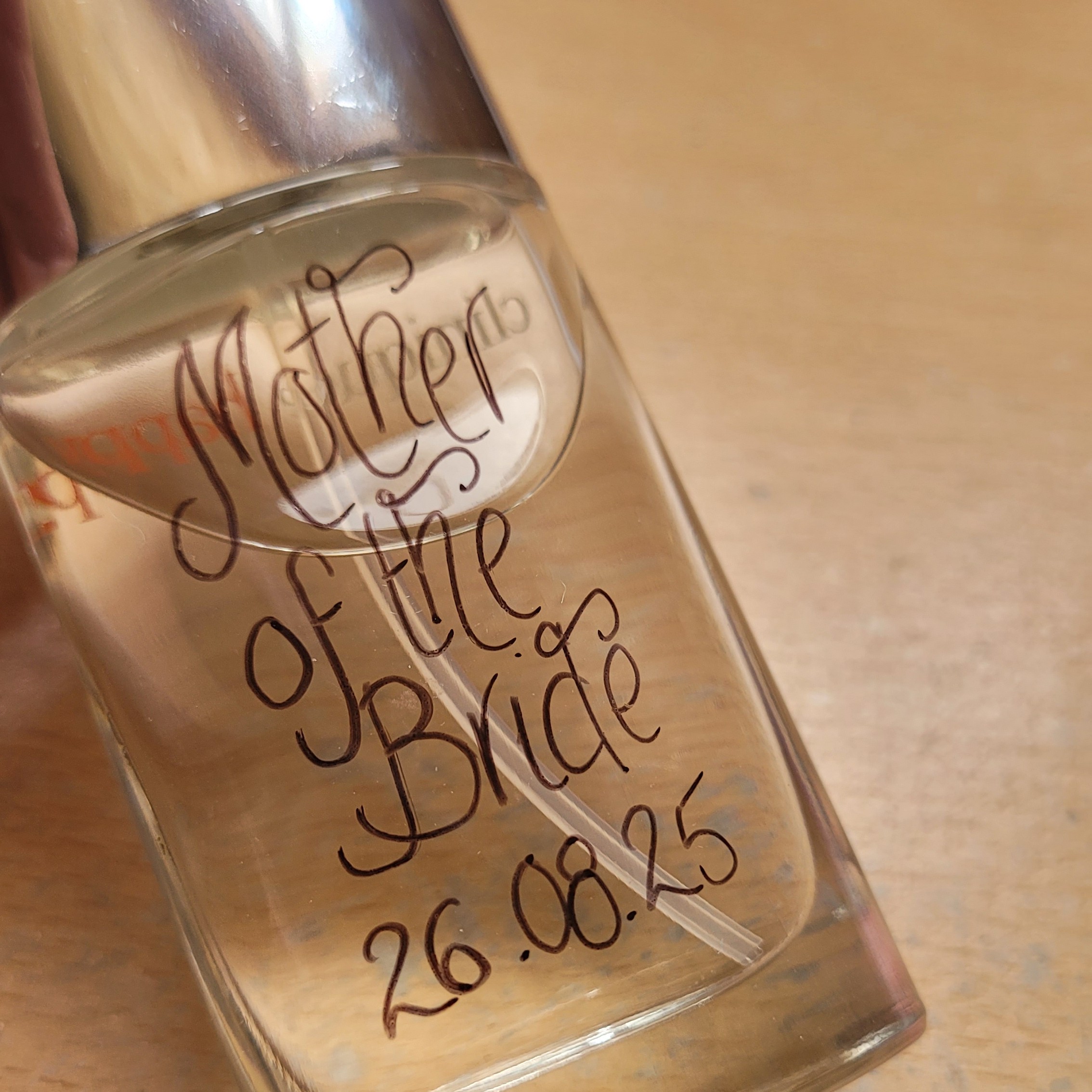 hand engraved perfume bottle for mother of the bride